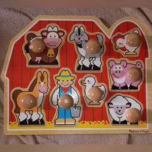Melissa & Doug Farm Friends Wooden Puzzle - Red and Yellow